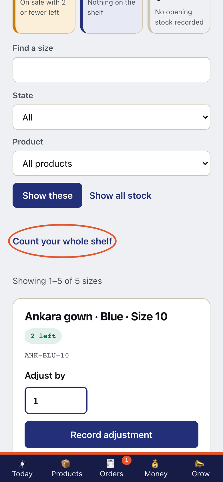 Step 2 of Add stock, count your shelf, know what it is worth