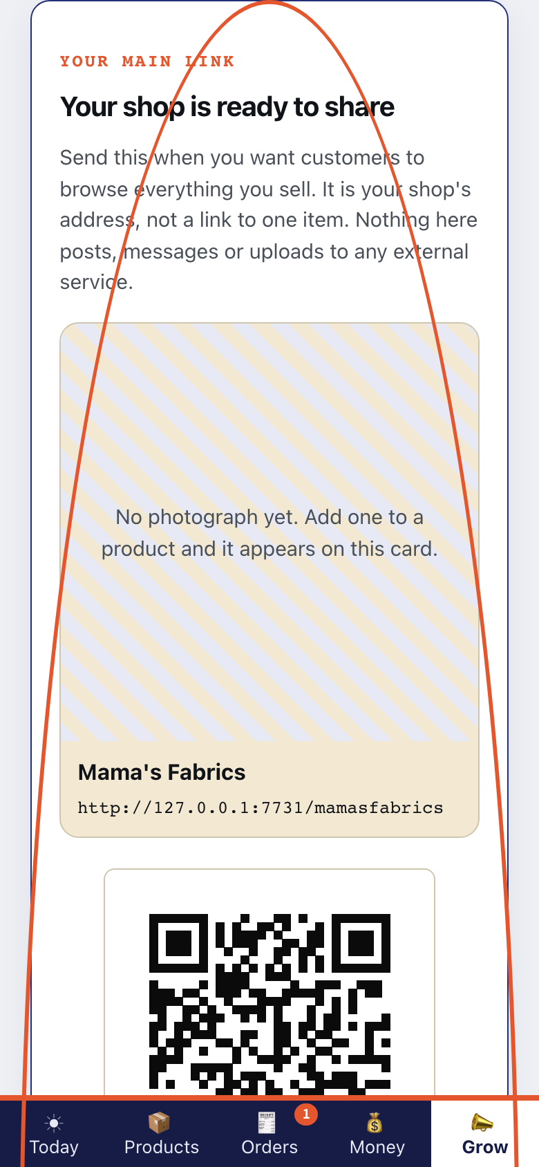 Step 2 of Share a product or your whole shop